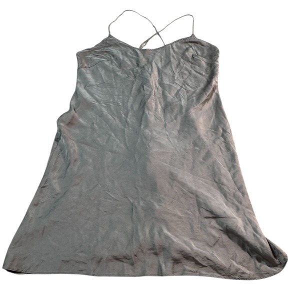 Victoria's Secret Silk Slip Dress Gray Taupe Back Button Cami Nightgown Medium M - Picture 1 of 6